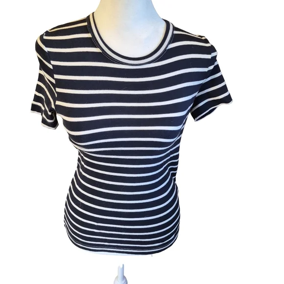 Petit Bateau Navy and White Striped Short Sleeve Tee - Picture 7 of 10